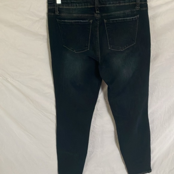 Tractr: Stretchy Skinny Jeans with red flannel covered holes- 30 - Picture 9 of 16